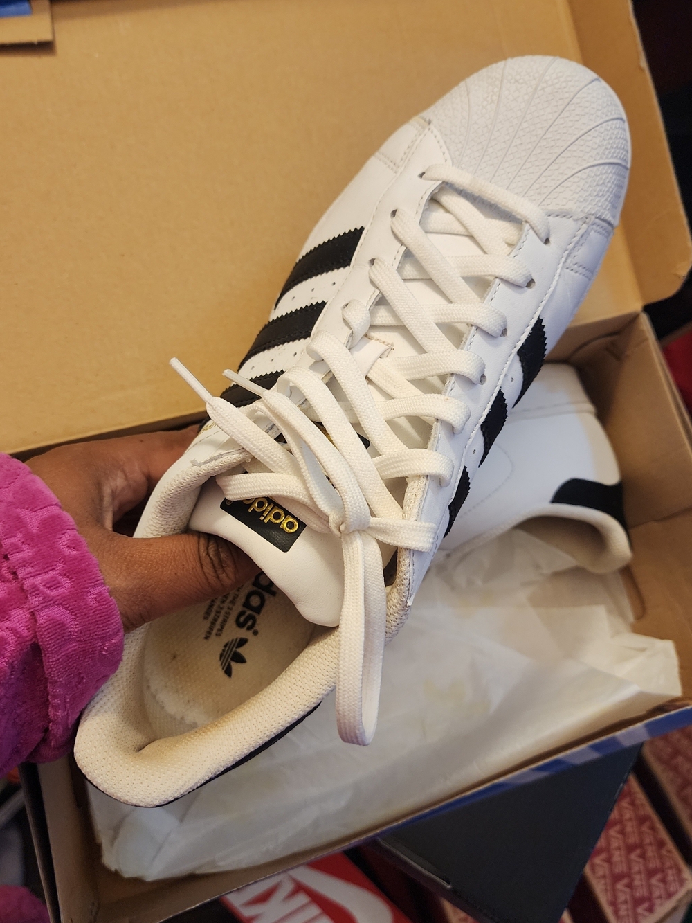 Adidas Mens Classic White and Black Superstar Sneakers